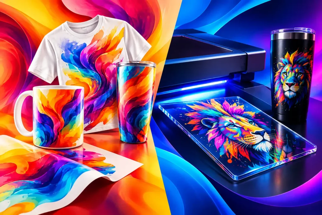 Sublimation Versus UV DTF for Custom Orders